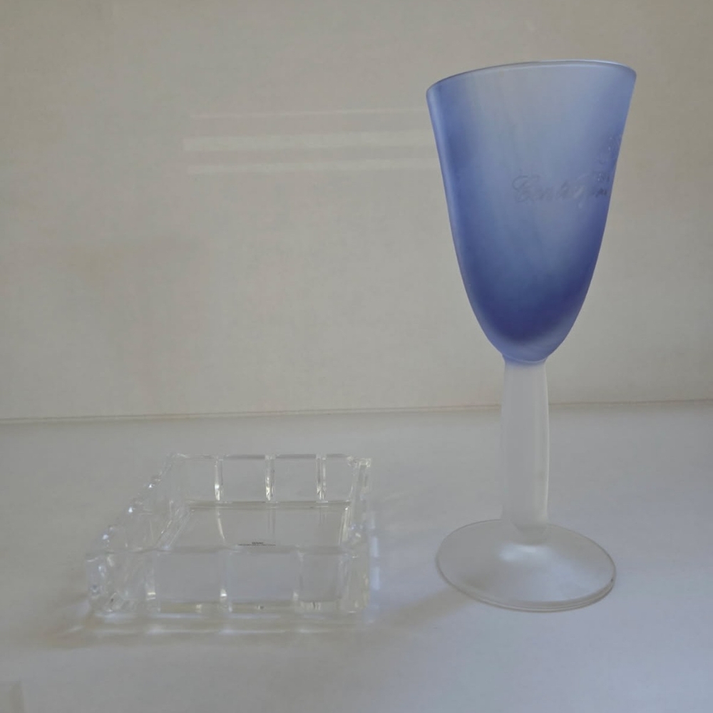 Century 21 Blue Wine Glass  And Avon Ashtray Bundle